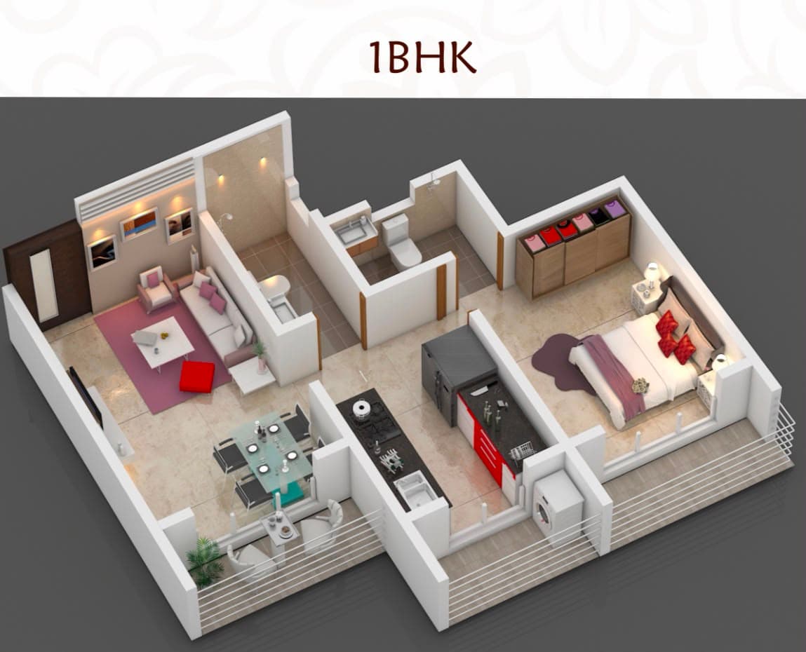 1 BHK floor plan