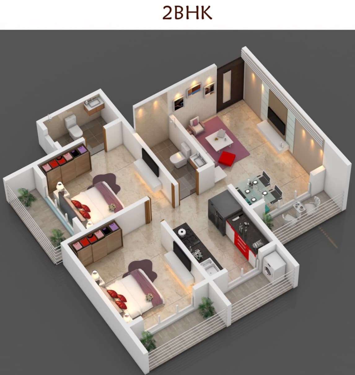 2 BHK floor plan